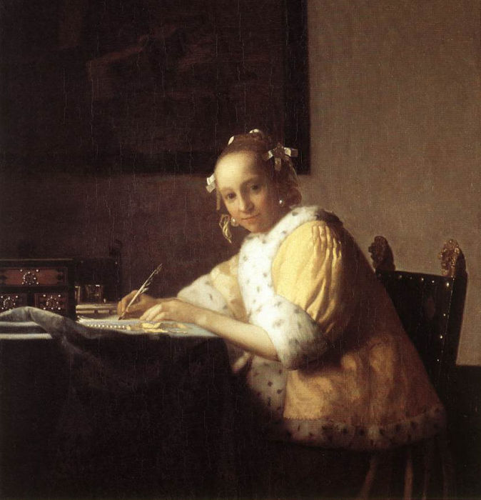 A girl writing a letter